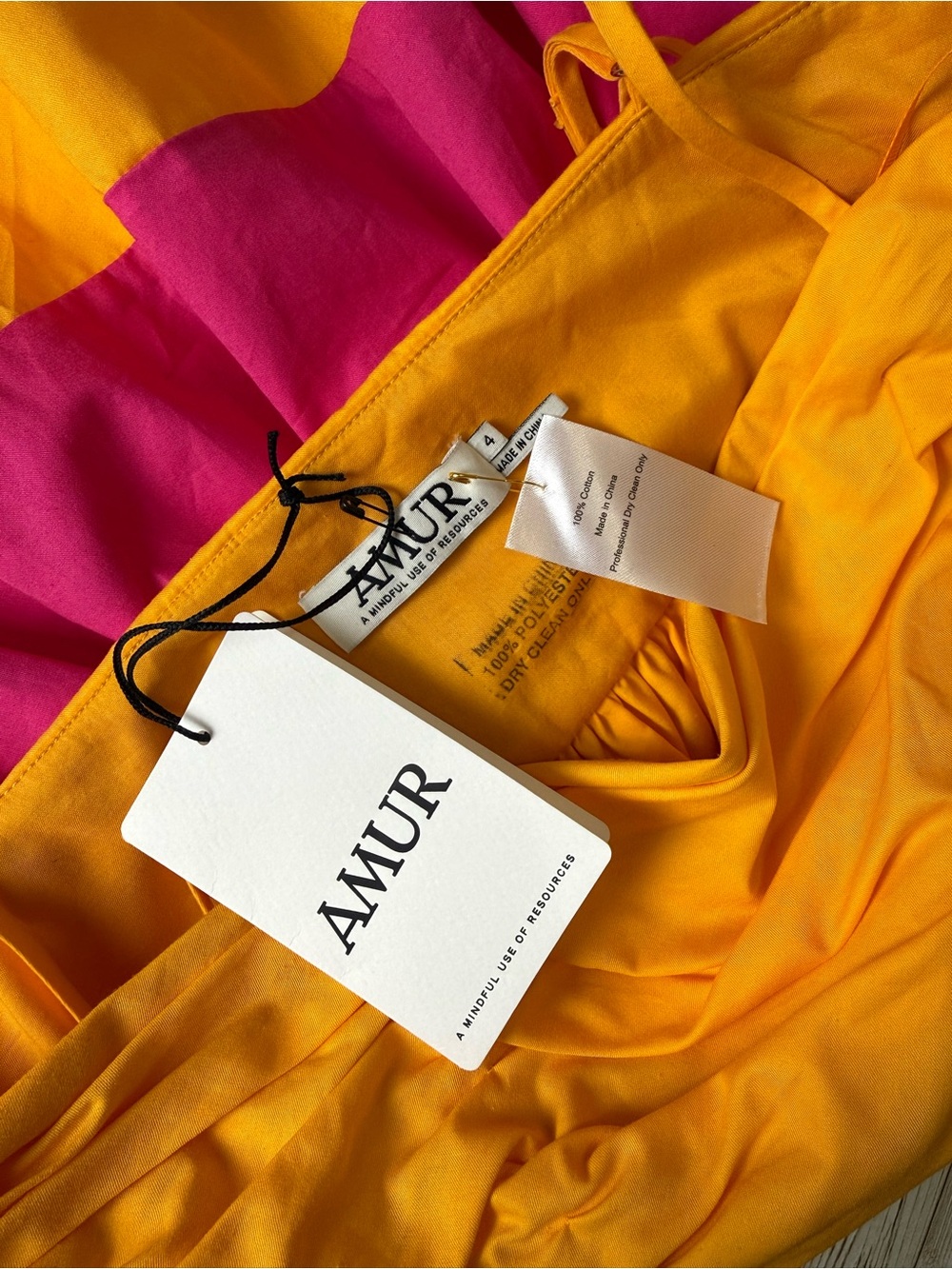 AMUR Aslin Colorblock Dress Size 4 Fuchsia Pink Marigold Mini NWT Sample - Picture 9 of 12